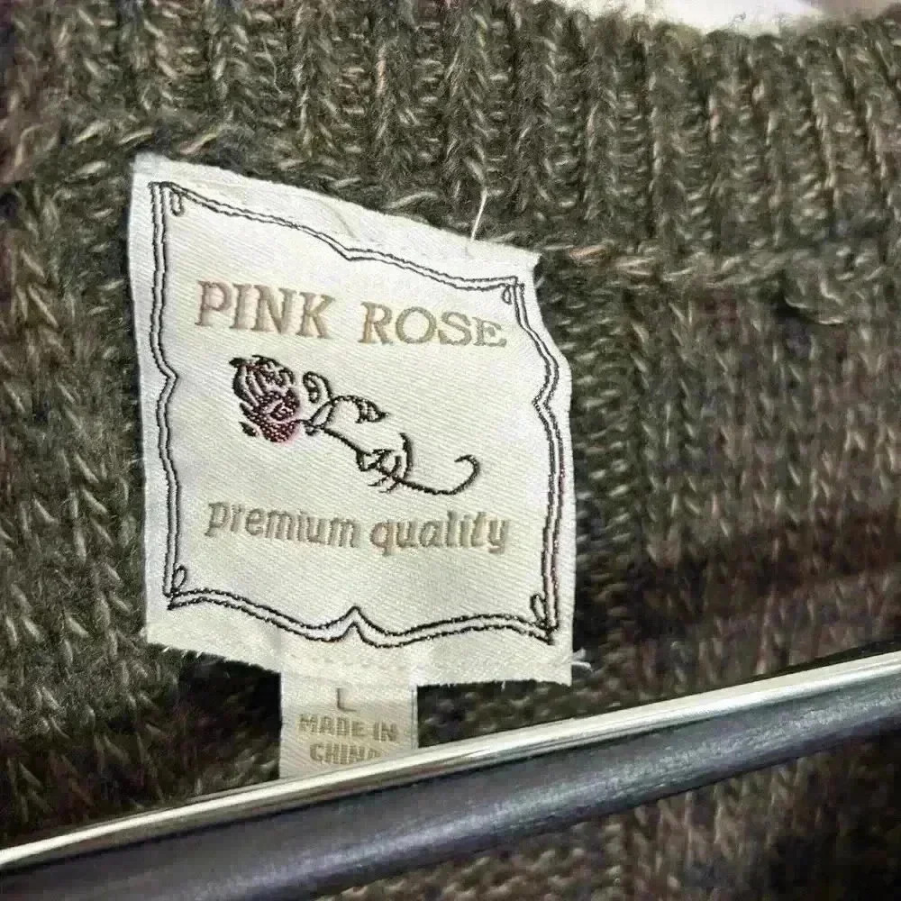 Vintage Knit Dress Brown Pink Rose Size L - Picture 6 of 7